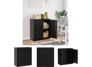 8721194013820 - Aktenschrank Schwarz 79x40x90 cm Stahl - Aktenschränke - Schwarz - The Living Store