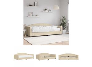 8721194015947 - The Living Store - Tagesbett mit Matratze Creme 100x200 cm Stoff - Betten & Bettgestelle - Creme