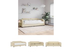 8721194016586 - The Living Store - Tagesbett mit Matratze Creme 80x200 cm Stoff - Betten & Bettgestelle - Creme