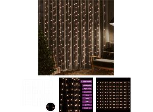 8721194019723 - LED-Lichtervorhang 3x3 m 300 led Warmweiß 8 Funktionen - Weihnachtsbeleuchtung - The Living Store