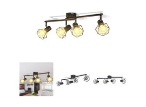 8721194020675 - Deckenstrahler mit 4 LED-Glühlampen Industrie-Stil Drahtschirm Schwarz - Deckenleuchten - Schwarz