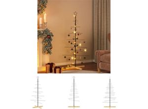 8721194027964 - Weihnachtsbaum Metall mit Holzständer Schwarz 150 cm - Weihnachtsbäume - Schwarz - The Living Store