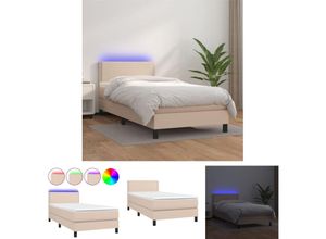 8721194028640 - The Living Store Boxspringbett mit Matratze & LED Cappuccino-Braun 90x190cm - Betten & Bettgestelle