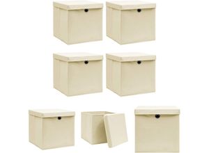 8721194037017 - The Living Store Aufbewahrungsboxen mit Deckel 4 Stk Creme 32x32x32 cm Stoff - Ordnungshelfer - Creme