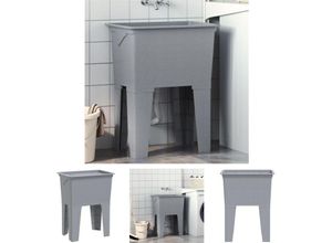 8721194111847 - The Living Store Wäschekanne Grau 59x41x75 cm Harz - Küchenspülen & Spülbecken - Grau