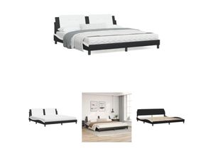 8721194122355 - Bett mit Matratze Schwarz und Weiß 200x200 cm Kunstleder - Betten & Bettgestelle - Schwarz - The Living Store