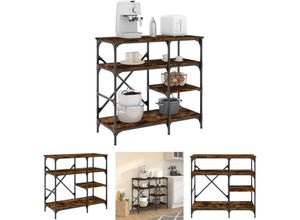 8721194125523 - Bäckerregal Räuchereiche 90x40x84 cm Holzwerkstoff und Metall - Küchenutensilienhalter & -ablagen - Braun - The Living Store