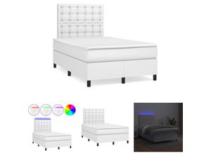 8721194130565 - The Living Store - Boxspringbett mit Matratze & led Weiß 120x190 cm Kunstleder - Betten & Bettgestelle - Weiß