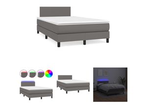 8721194133481 - The Living Store - Boxspringbett mit Matratze & led Grau 120x190 cm Kunstleder - Betten & Bettgestelle - Grau