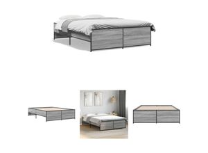 8721194147419 - The Living Store Bettgestell Grau Sonoma 135x190 cm Holzwerkstoff und Metall - Betten & Bettgestelle