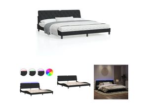 8721194149826 - The Living Store - Bettgestell mit led Schwarz 200x200 cm Samt - Betten & Bettgestelle - Schwarz