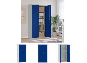 8721194168254 - Aktenschrank Hellgrau und Blau 90x40x180 cm Stahl - Aktenschränke - Grau - The Living Store