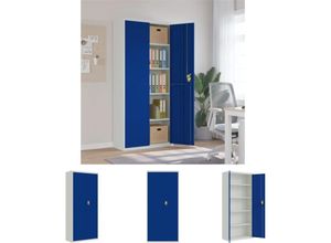 8721194168339 - The Living Store - Aktenschrank Hellgrau und Blau 90x40x200 cm Stahl - Aktenschränke - Grau