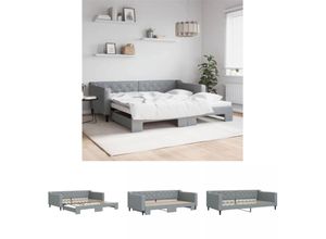 8721194168858 - The Living Store - Tagesbett Ausziehbar Hellgrau 100x200 cm Stoff - Betten & Bettgestelle - Grau 8721194168858 - The Living Store - Tagesbett Ausziehbar Hellgrau 100x200 cm Stoff - Betten & Bettgestelle - Grau