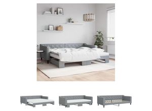 8721194168964 - Tagesbett Ausziehbar mit Matratze Hellgrau 90x200 cm Stoff - Betten & Bettgestelle - Grau - The Living Store 8721194168964 - Tagesbett Ausziehbar mit Matratze Hellgrau 90x200 cm Stoff - Betten & Bettgestelle - Grau - The Living Store