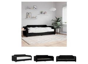 8721194169398 - The Living Store - Tagesbett mit Matratze Schwarz 90x200 cm Stoff - Betten & Bettgestelle - Schwarz