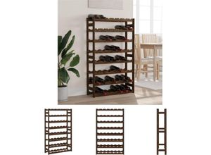 8721194174378 - Weinregal für 56 Flaschen Braun Massivholz Kiefer - Weinregale - Braun - The Living Store