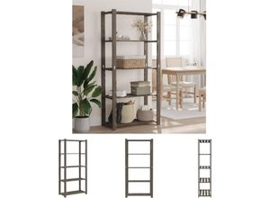 8721194175771 - The Living Store Lagerregal mit 5 Böden Grau 80x38x170 cm Massivholz Kiefer - Industrieregale - Grau