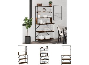 8721194176464 - Bäckerregal 6 Fächer Räuchereiche 90x40x180 cm Holzwerkstoff - Küchenutensilienhalter & -ablagen - Braun - The Living Store