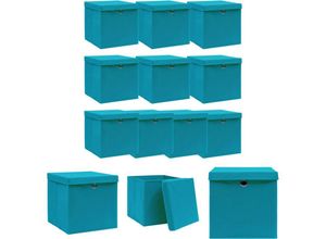 8721194192860 - The Living Store Aufbewahrungsboxen mit Deckeln 10Stk Babyblau 32x32x32cm Stoff - Ordnungshelfer - Blau