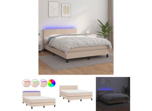 8721194196295 - The Living Store - Boxspringbett mit Matratze & led Cappuccino-Braun 140x190cm - Betten & Bettgestelle - Braun