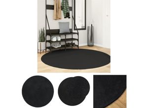 8721194211790 - Teppich huarte Kurzflor Weich und Waschbar Schwarz ø 160 cm - Teppiche - Schwarz - The Living Store