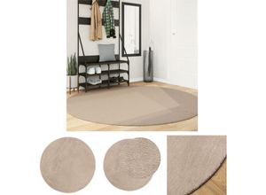 8721194213008 - The Living Store Teppich HUARTE Kurzflor Weich und Waschbar Sandfarben Ø 200 cm - Teppiche