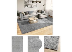 8721194243227 - The Living Store - Shaggy-Teppich pamplona Hochflor Modern Grau 240x340 cm - Teppiche - Grau