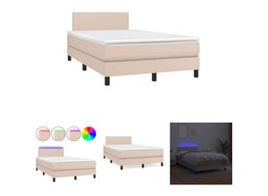 8721194288228 - The Living Store Boxspringbett mit Matratze & LED Cappuccino-Braun 120x190 cm - Betten & Bettgestelle