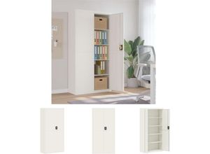 8721194322656 - The Living Store - Aktenschrank Weiß 90x40x180 cm Stahl - Aktenschränke - Weiß