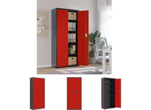 8721194322717 - The Living Store - Aktenschrank Anthrazit und Rot 90x40x200 cm Stahl - Aktenschränke - Anthrazit