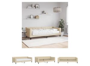 8721194323202 - Tagesbett mit Matratze Creme 80x200 cm Stoff - Betten & Bettgestelle - Creme - The Living Store