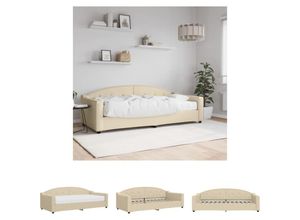 8721194323424 - The Living Store Tagesbett mit Matratze Creme 90x200 cm Stoff - Betten & Bettgestelle