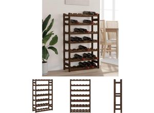 8721194330545 - The Living Store Weinregal für 42 Flaschen Braun Massivholz Kiefer - Weinregale - Braun