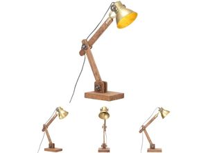 8721194340339 - Schreibtischlampe Industriestil Messing Rund 58x18x90 cm E27 - Lampen - Braun - The Living Store