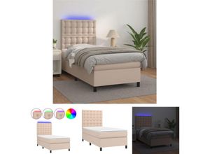 8721194344009 - The Living Store - Boxspringbett mit Matratze & led Cappuccino-Braun 90x190cm - Betten & Bettgestelle - Braun