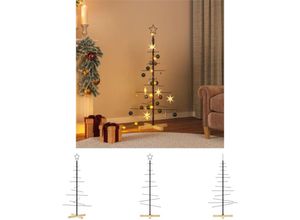 8721194353872 - Weihnachtsbaum Metall mit Holzständer Schwarz 120 cm - Weihnachtsbäume - Schwarz - The Living Store