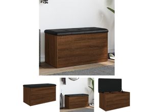 8721194357481 - Sitzbank mit Stauraum Braun Eiche 82x42x45 cm Holzwerkstoff - Truhen- & Flurbänke - Braun - The Living Store