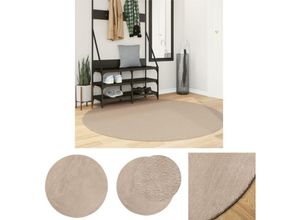 8721194367602 - Teppich huarte Kurzflor Weich und Waschbar Sandfarben ø 160 cm - Teppiche - Braun - The Living Store