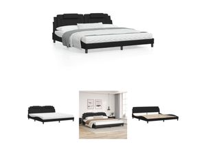 8721194430818 - The Living Store Bett mit Matratze Schwarz 200x200 cm Kunstleder - Betten & Bettgestelle