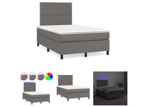 8721194438999 - The Living Store - Boxspringbett mit Matratze & led Grau 120x190 cm Kunstleder - Betten & Bettgestelle - Grau