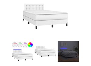 8721194441432 - The Living Store - Boxspringbett mit Matratze & led Weiß 120x190 cm Kunstleder - Betten & Bettgestelle - Weiß