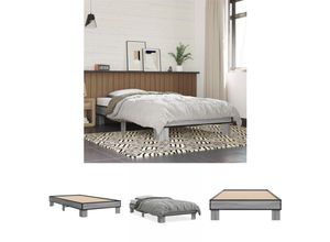 8721194455231 - Bettgestell Grau Sonoma 100x200 cm Holzwerkstoff und Metall - Betten & Bettgestelle - Grau - The Living Store