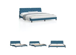 8721194458423 - Torana - The Living Store Bettgestell mit Kopfteil Blau 200x200 cm Samt - Betten & Bettgestelle - Blau