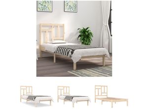 8721194467432 - Massivholzbett 75x190 cm - Betten & Bettgestelle - Braun - The Living Store 8721194467432 - Massivholzbett 75x190 cm - Betten & Bettgestelle - Braun - The Living Store