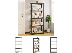 8721194474140 - The Living Store - Lagerregal mit 5 Böden Anthrazit Stahl & Holzwerkstoff - Industrieregale - Anthrazit 8721194474140 - The Living Store - Lagerregal mit 5 Böden Anthrazit Stahl & Holzwerkstoff - Industrieregale - Anthrazit