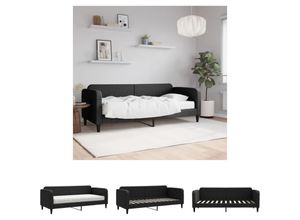 8721194477295 - The Living Store - Tagesbett mit Matratze Schwarz 80x200 cm Stoff - Betten & Bettgestelle - Schwarz