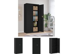 8721194477516 - The Living Store Aktenschrank Schwarz 90x40x180 cm Stahl - Aktenschränke - Schwarz