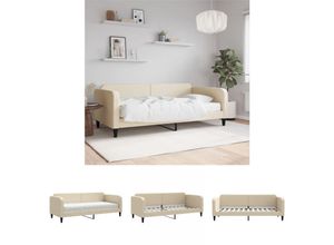 8721194477547 - The Living Store Tagesbett mit Matratze Creme 80x200 cm Stoff - Betten & Bettgestelle