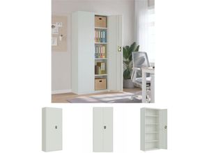 8721194477554 - Aktenschrank Hellgrau 90x40x200 cm Stahl - Aktenschränke - Grau - The Living Store